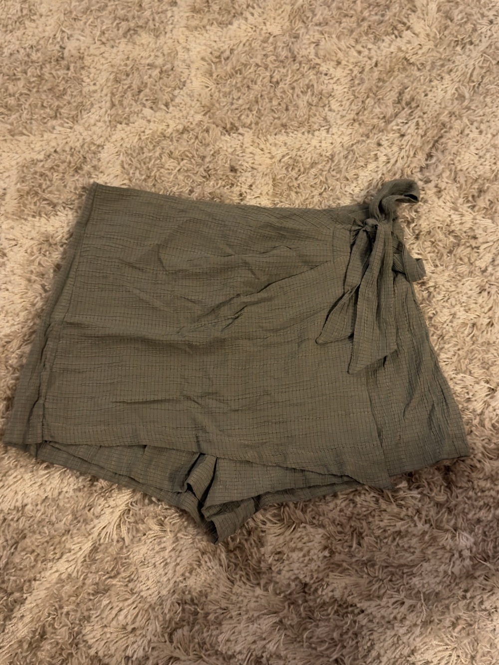Olive Wrap Skort with Side Tie